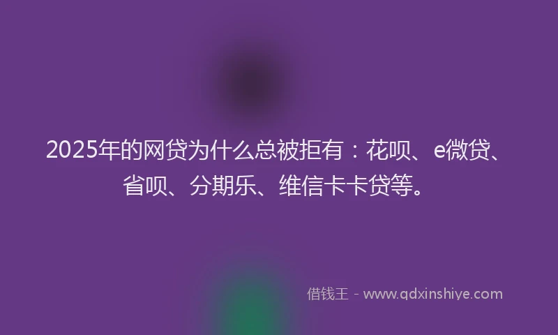2025年的网贷为什么总被拒有：花呗、e微贷、省呗、分期乐、维信卡卡贷等。