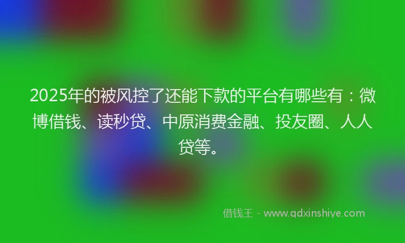 2025年的被风控了还能下款的平台有哪些有：微博借钱、读秒贷、中原消费金融、投友圈、人人贷等。