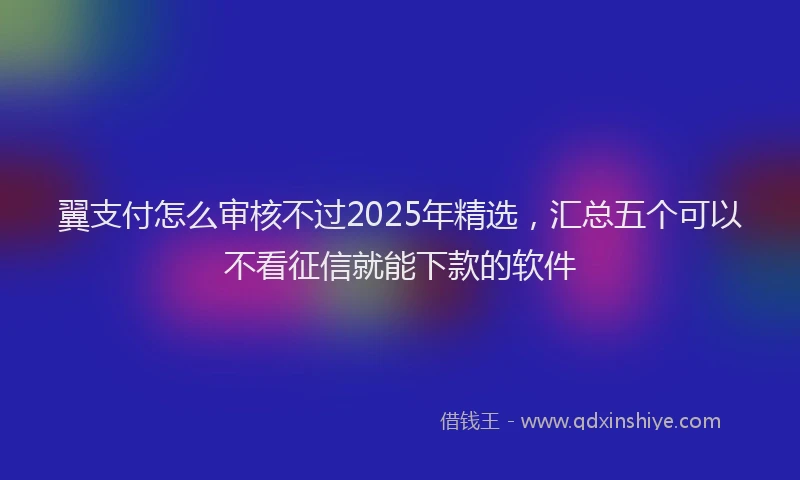 翼支付怎么审核不过2025年精选，汇总五个可以不看征信就能下款的软件