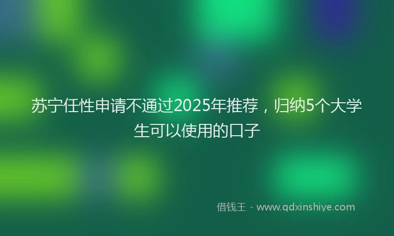 苏宁任性申请不通过2025年推荐，归纳5个大学生可以使用的口子