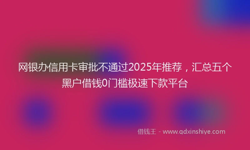 网银办信用卡审批不通过2025年推荐，汇总五个黑户借钱0门槛极速下款平台