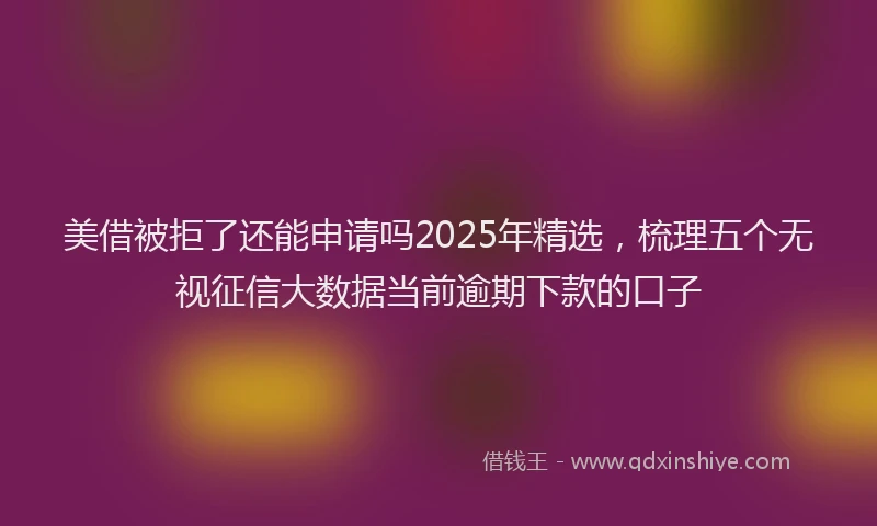美借被拒了还能申请吗2025年精选，梳理五个无视征信大数据当前逾期下款的口子