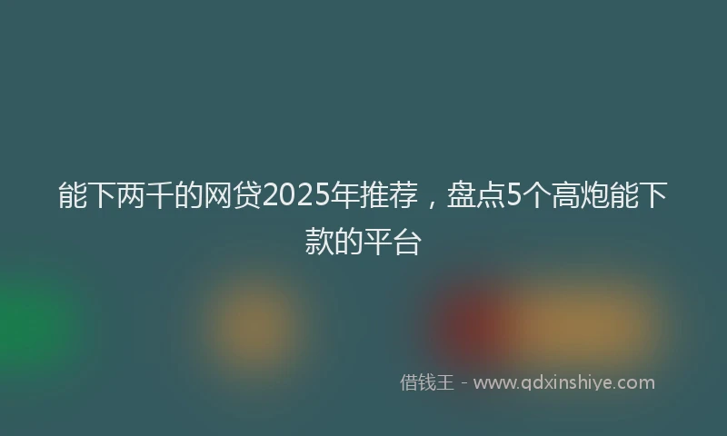 能下两千的网贷2025年推荐，盘点5个高炮能下款的平台