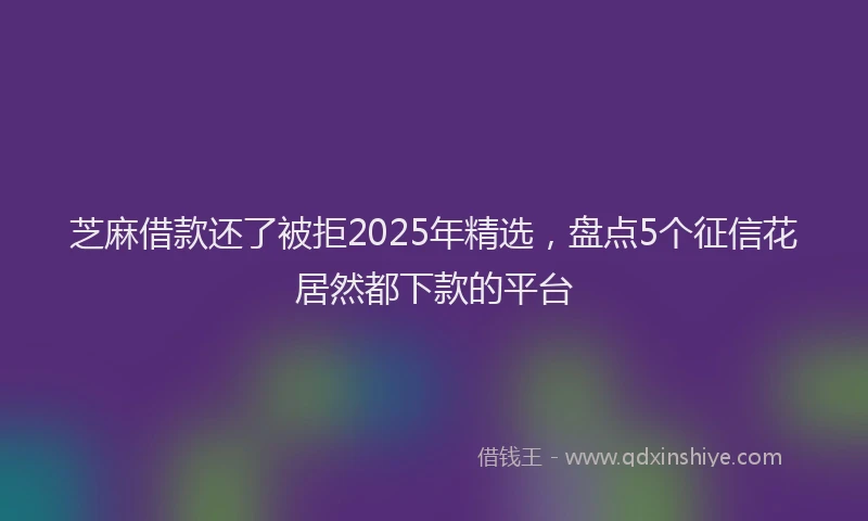 芝麻借款还了被拒2025年精选，盘点5个征信花居然都下款的平台