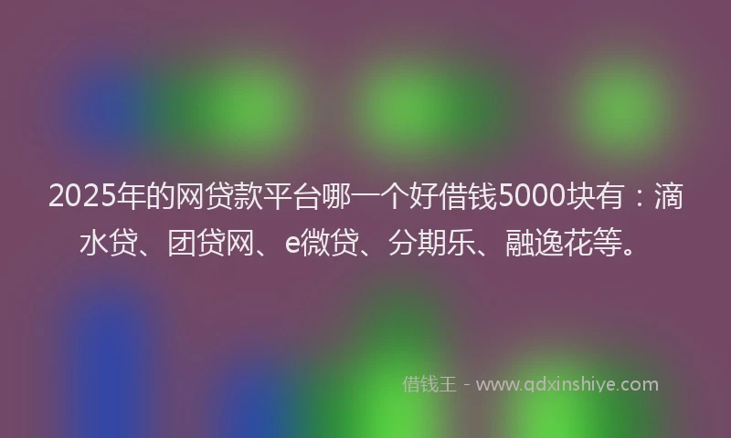 2025年的网贷款平台哪一个好借钱5000块有：滴水贷、团贷网、e微贷、分期乐、融逸花等。