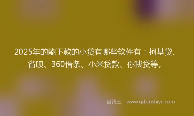 2025年的能下款的小贷有哪些软件有：柯基贷、省呗、360借条、小米贷款、你我贷等。