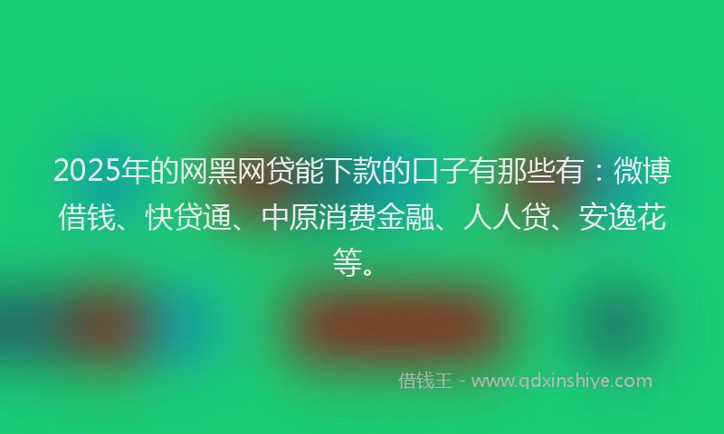 2025年的网黑网贷能下款的口子有那些有：微博借钱、快贷通、中原消费金融、人人贷、安逸花等。