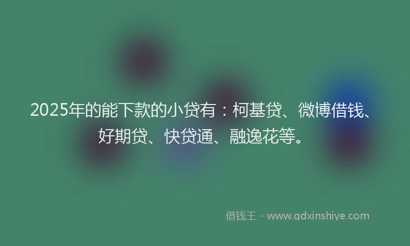 2025年的能下款的小贷有：柯基贷、微博借钱、好期贷、快贷通、融逸花等。