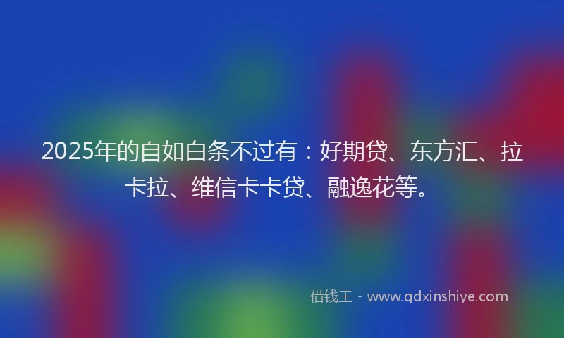 2025年的自如白条不过有：好期贷、东方汇、拉卡拉、维信卡卡贷、融逸花等。