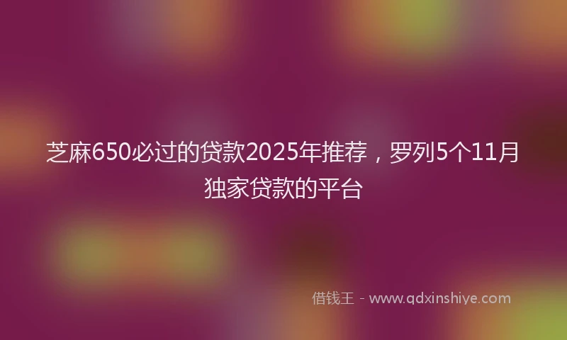 芝麻650必过的贷款2025年推荐，罗列5个11月独家贷款的平台