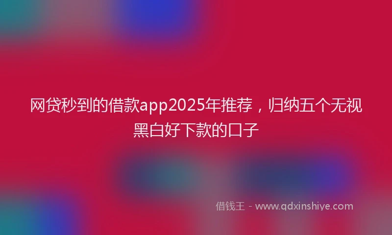 网贷秒到的借款app2025年推荐，归纳五个无视黑白好下款的口子