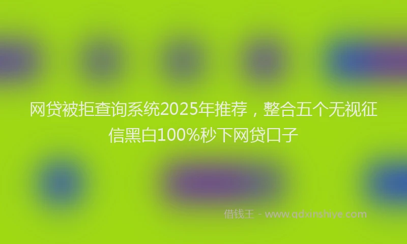 网贷被拒查询系统2025年推荐，整合五个无视征信黑白100%秒下网贷口子