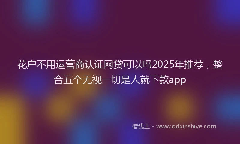 花户不用运营商认证网贷可以吗2025年推荐，整合五个无视一切是人就下款app
