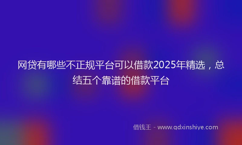 网贷有哪些不正规平台可以借款2025年精选，总结五个靠谱的借款平台