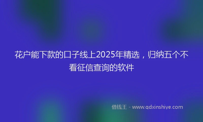 花户能下款的口子线上2025年精选，归纳五个不看征信查询的软件