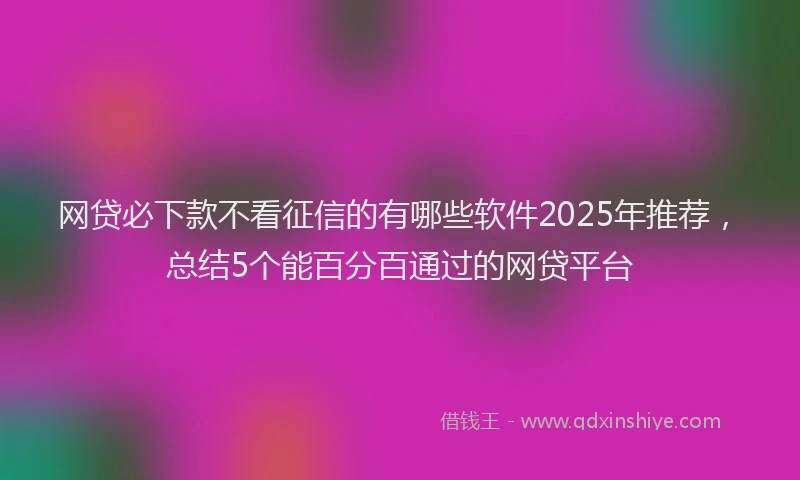 网贷必下款不看征信的有哪些软件2025年推荐，总结5个能百分百通过的网贷平台