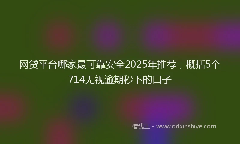 网贷平台哪家最可靠安全2025年推荐，概括5个714无视逾期秒下的口子