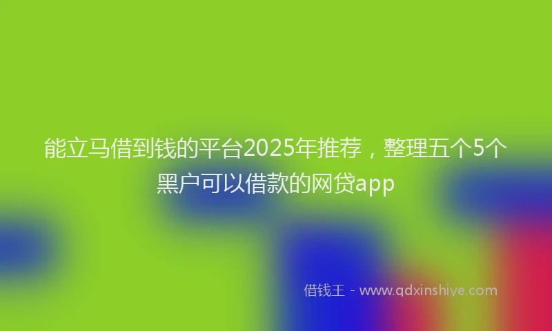 能立马借到钱的平台2025年推荐，整理五个5个黑户可以借款的网贷app