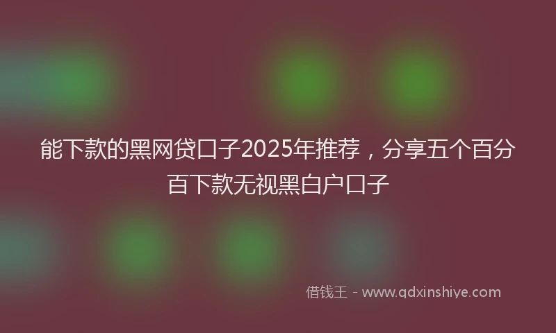 能下款的黑网贷口子2025年推荐，分享五个百分百下款无视黑白户口子