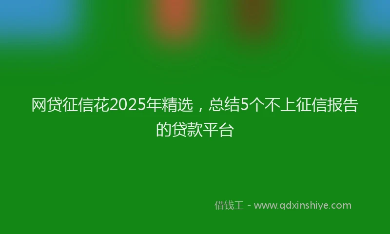 网贷征信花2025年精选，总结5个不上征信报告的贷款平台