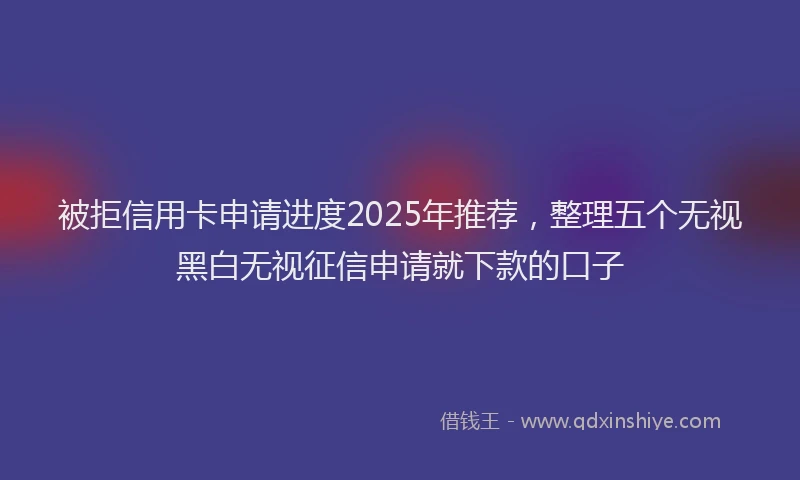 被拒信用卡申请进度2025年推荐，整理五个无视黑白无视征信申请就下款的口子