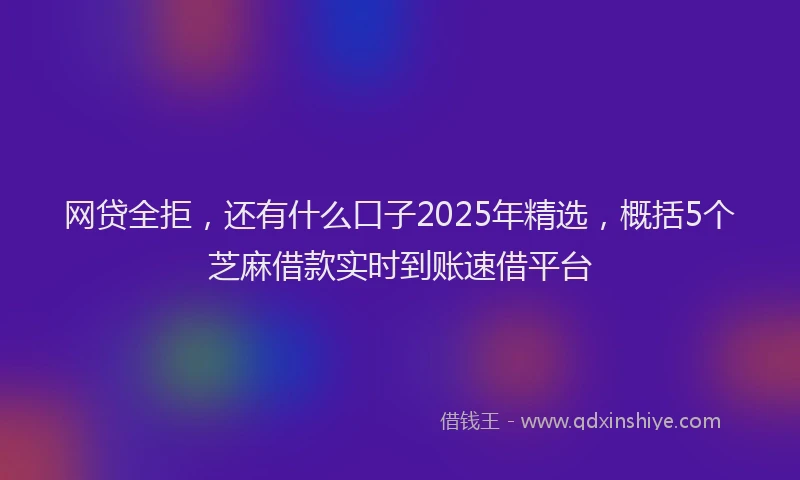 网贷全拒，还有什么口子2025年精选，概括5个芝麻借款实时到账速借平台