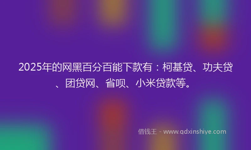 2025年的网黑百分百能下款有：柯基贷、功夫贷、团贷网、省呗、小米贷款等。