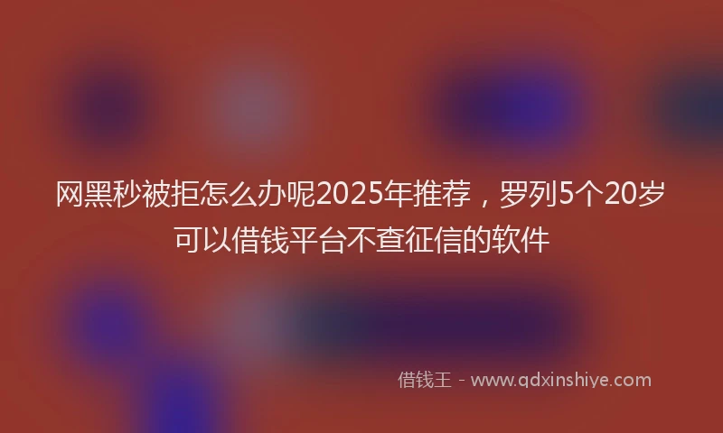 网黑秒被拒怎么办呢2025年推荐，罗列5个20岁可以借钱平台不查征信的软件