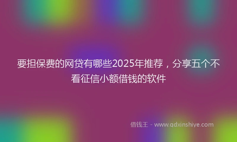 要担保费的网贷有哪些2025年推荐，分享五个不看征信小额借钱的软件