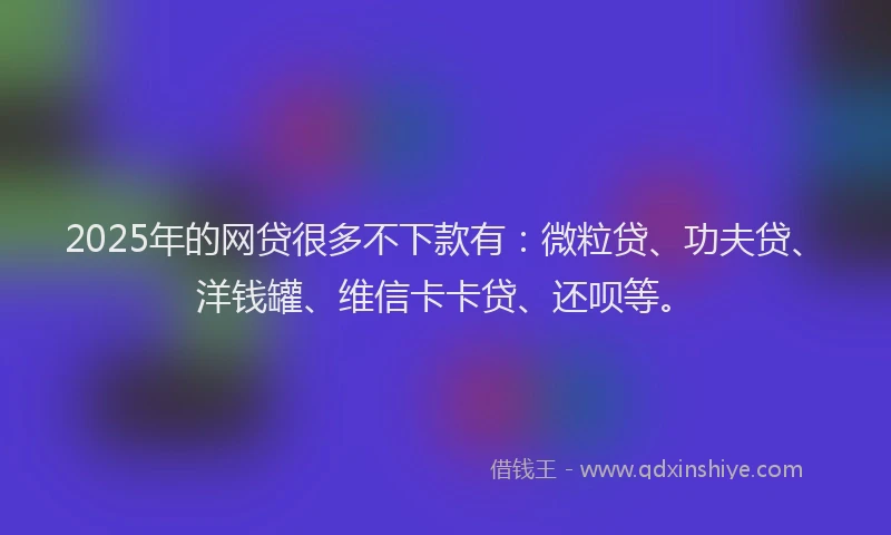 2025年的网贷很多不下款有：微粒贷、功夫贷、洋钱罐、维信卡卡贷、还呗等。
