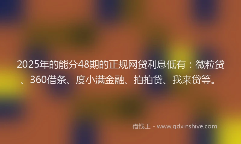 2025年的能分48期的正规网贷利息低有：微粒贷、360借条、度小满金融、拍拍贷、我来贷等。