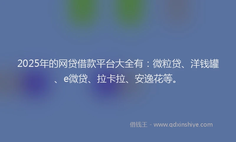 2025年的网贷借款平台大全有：微粒贷、洋钱罐、e微贷、拉卡拉、安逸花等。