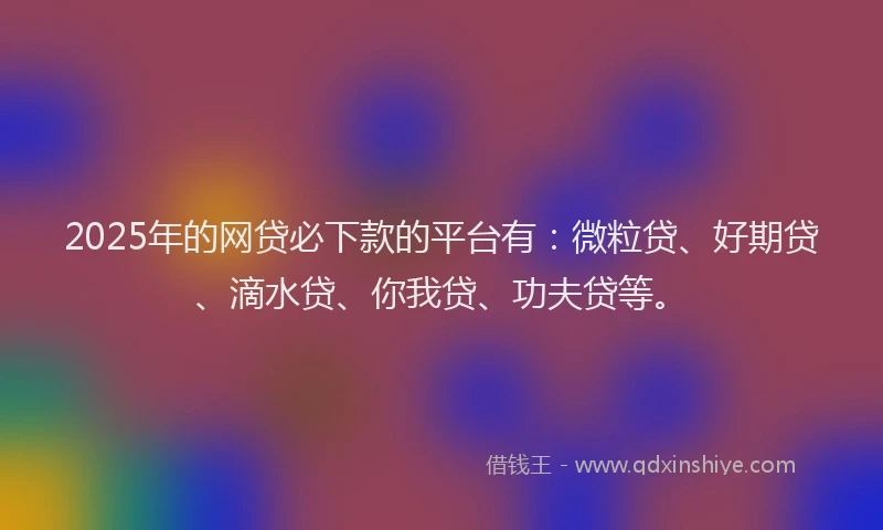 2025年的网贷必下款的平台有：微粒贷、好期贷、滴水贷、你我贷、功夫贷等。