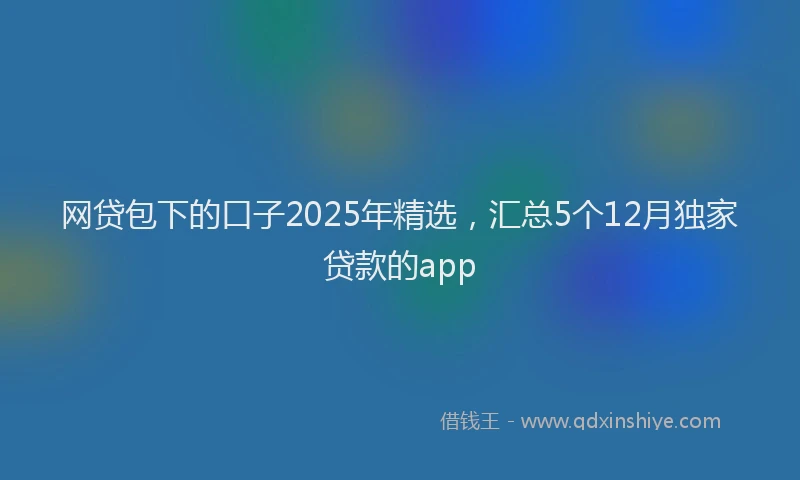 网贷包下的口子2025年精选，汇总5个12月独家贷款的app