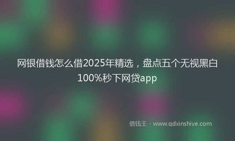 网银借钱怎么借2025年精选，盘点五个无视黑白100%秒下网贷app