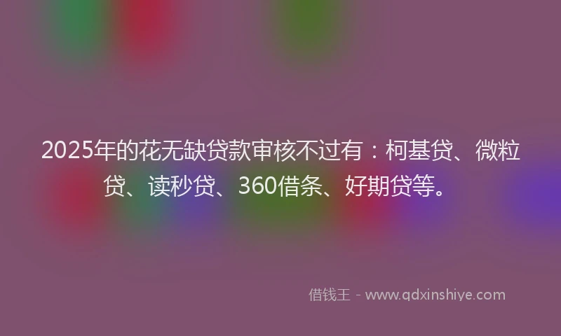 2025年的花无缺贷款审核不过有：柯基贷、微粒贷、读秒贷、360借条、好期贷等。