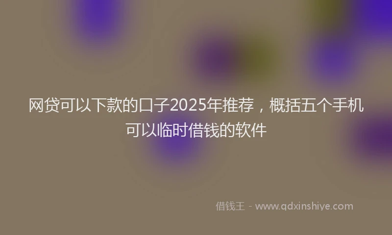 网贷可以下款的口子2025年推荐，概括五个手机可以临时借钱的软件