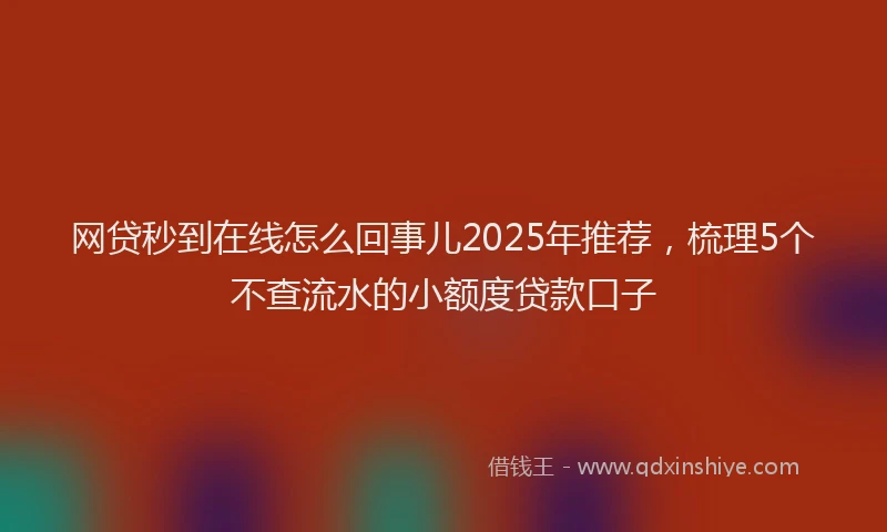 网贷秒到在线怎么回事儿2025年推荐，梳理5个不查流水的小额度贷款口子