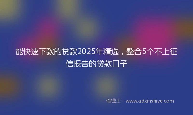 能快速下款的贷款2025年精选，整合5个不上征信报告的贷款口子