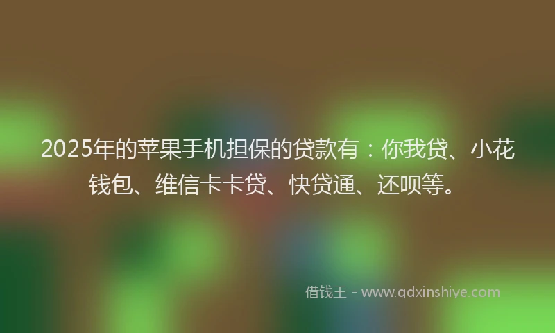 2025年的苹果手机担保的贷款有：你我贷、小花钱包、维信卡卡贷、快贷通、还呗等。