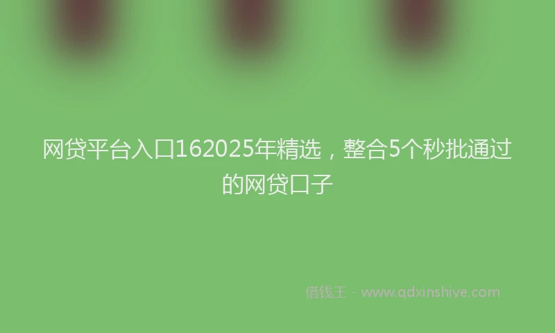 网贷平台入口162025年精选，整合5个秒批通过的网贷口子