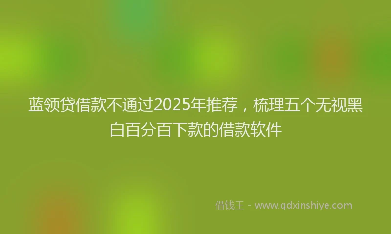 蓝领贷借款不通过2025年推荐，梳理五个无视黑白百分百下款的借款软件