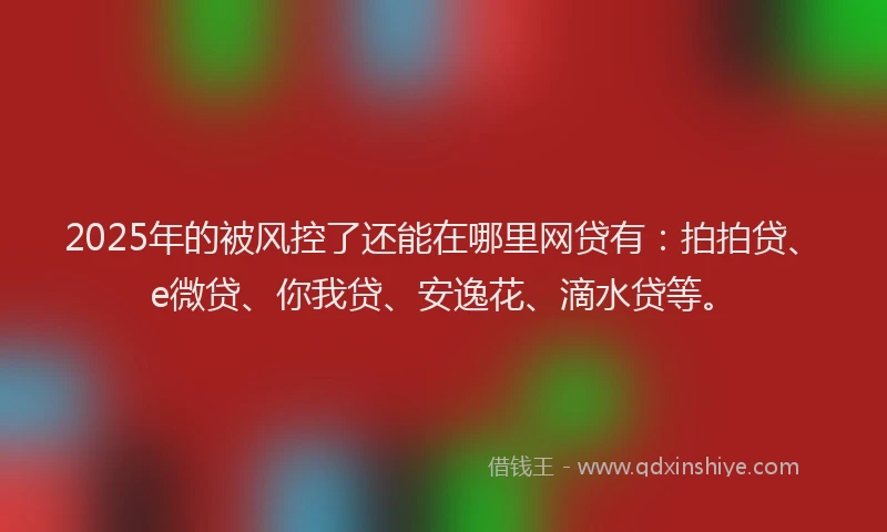 2025年的被风控了还能在哪里网贷有：拍拍贷、e微贷、你我贷、安逸花、滴水贷等。