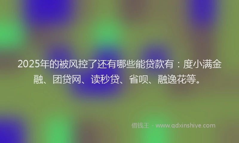 2025年的被风控了还有哪些能贷款有：度小满金融、团贷网、读秒贷、省呗、融逸花等。