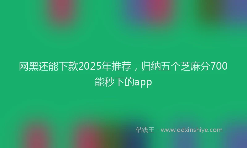 网黑还能下款2025年推荐，归纳五个芝麻分700能秒下的app
