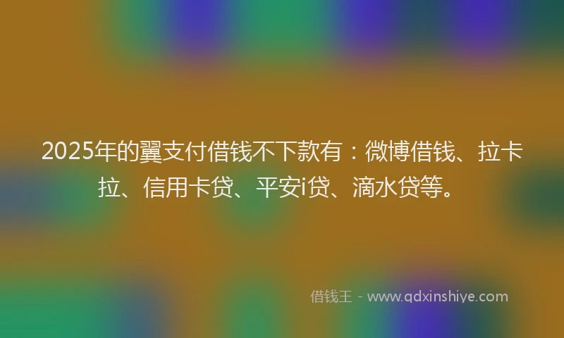 2025年的翼支付借钱不下款有：微博借钱、拉卡拉、信用卡贷、平安i贷、滴水贷等。