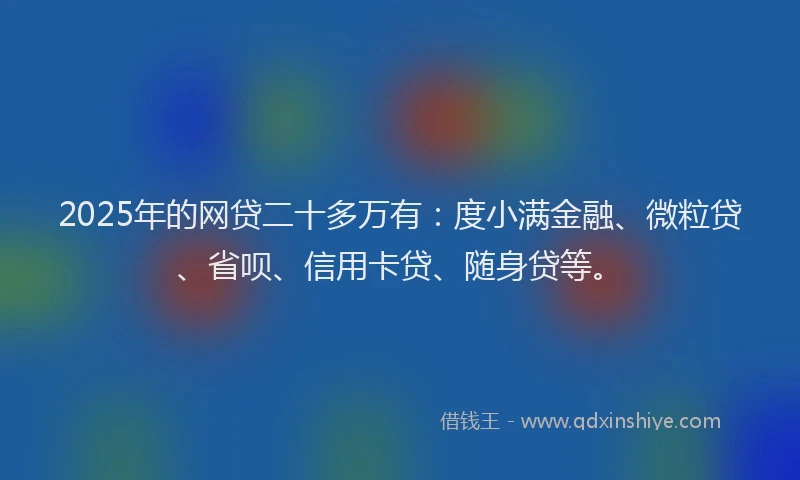 2025年的网贷二十多万有：度小满金融、微粒贷、省呗、信用卡贷、随身贷等。