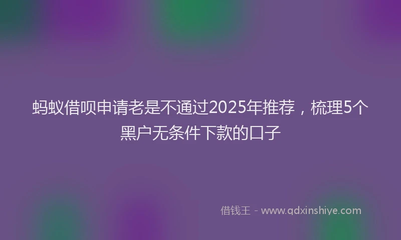 蚂蚁借呗申请老是不通过2025年推荐，梳理5个黑户无条件下款的口子