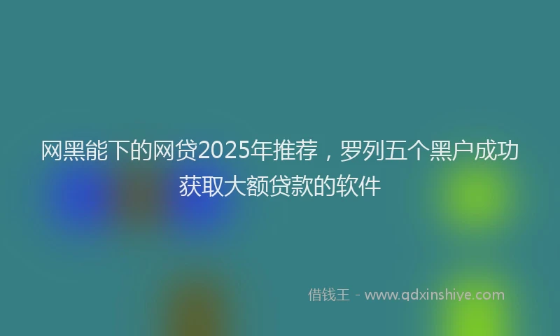 网黑能下的网贷2025年推荐，罗列五个黑户成功获取大额贷款的软件