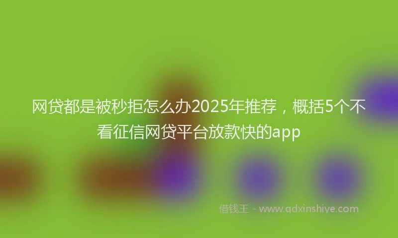 网贷都是被秒拒怎么办2025年推荐，概括5个不看征信网贷平台放款快的app